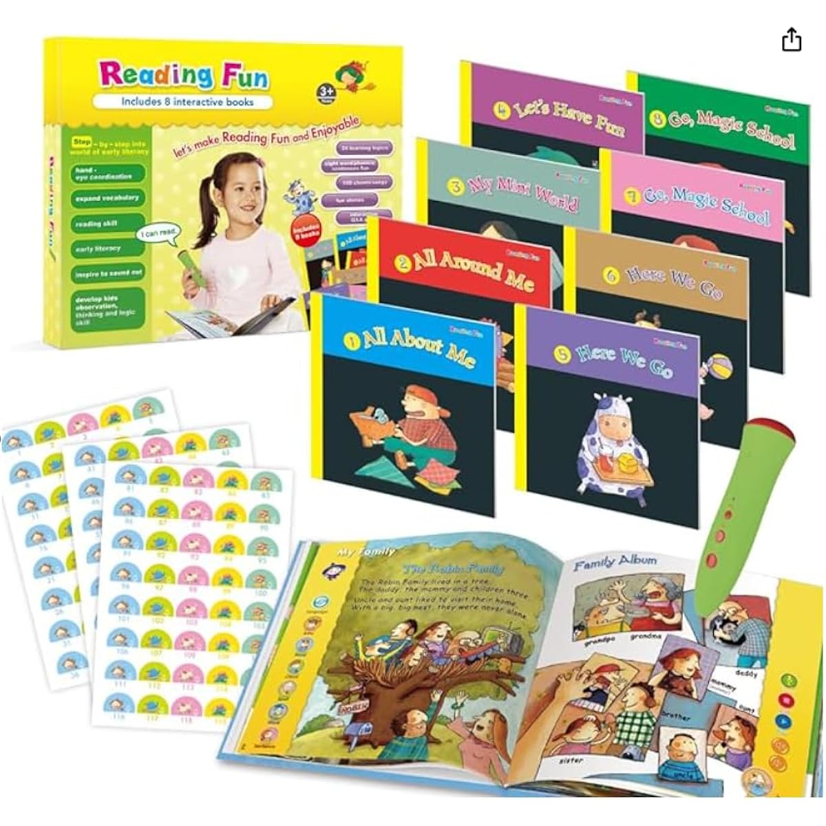 Ophaya Learning to Read Pen 8 books