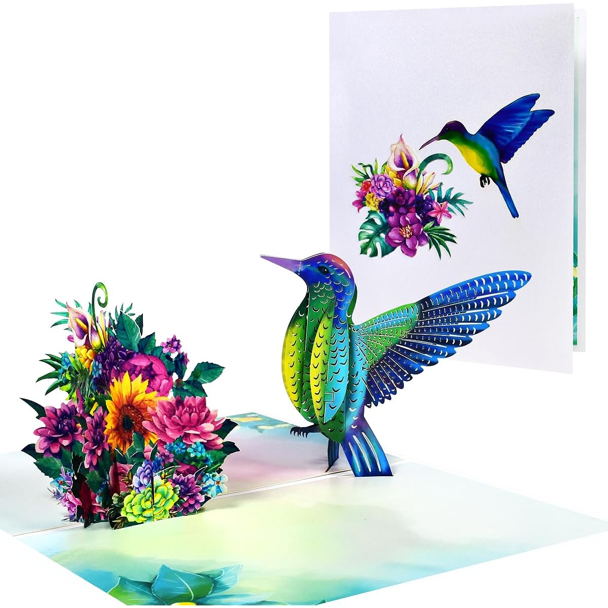 CNLITIHEKA 3D Hummingbird Pop Up Card Happy Birthday Card Mother's Day/Father's Day Card Anniversary Valentine Thank You Thinking of You Gift with Envelope and Blank Paper