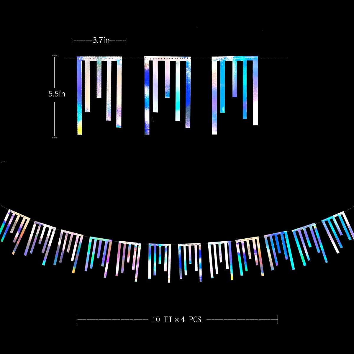 40ft Rainbow Tassel Banner Bunting Double Sided Metallic Holographic Paper Garland Streamers for Birthday Engagement Bachelorette Wedding Bridal Shower Anniversary Hen Party Decoration Supplies