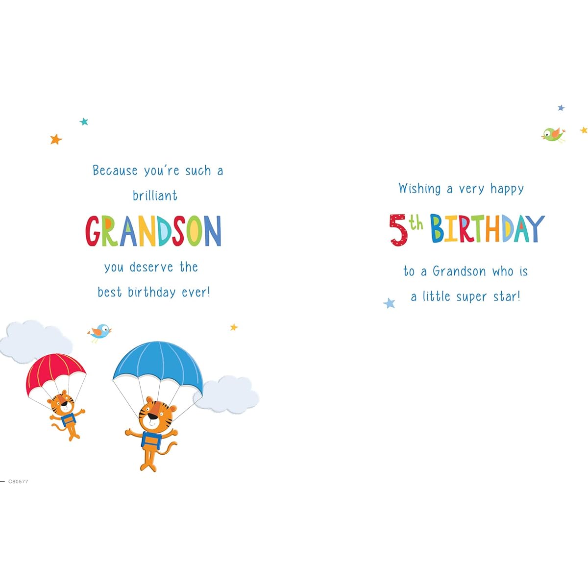 Regal Publishing Boy Birthday Card for 5 Year Old Grandson - 9 x 6 Inch C80577