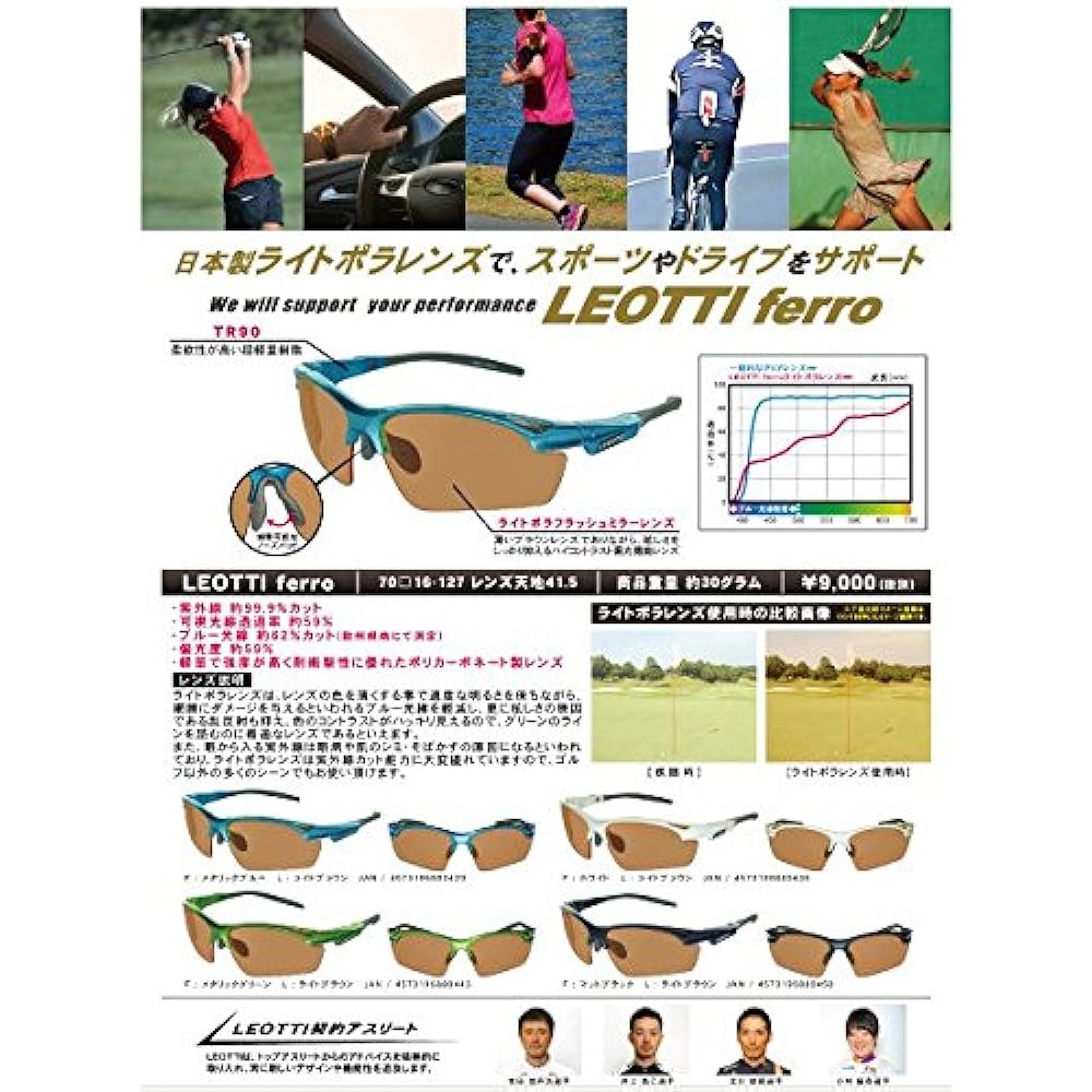 LEOTTI Sunglasses Sports UV Protection Polarization Function Japanese Lens LEOTTIferro