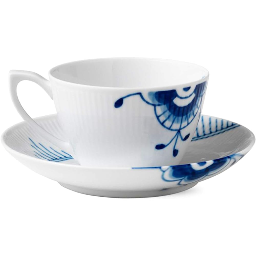 [Regular Imported Product] Royal Copenhagen Blue Fluted Mega Cup & Saucer 280ml 1017335 White Wedding Gift Present