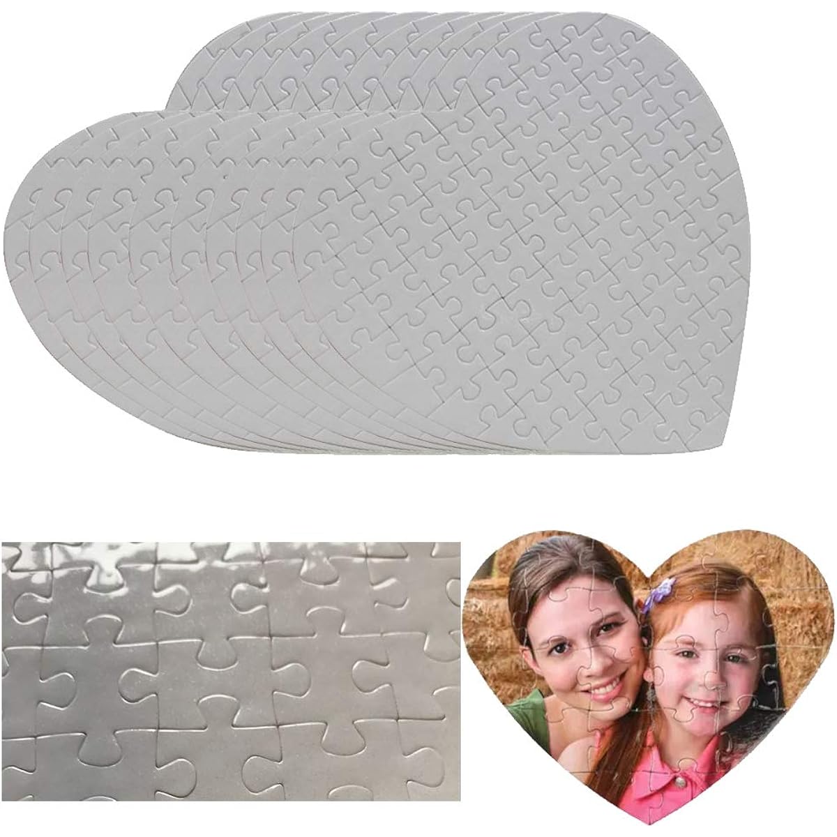 Blank 10 Sets Heart Size Hardboard Sublimation Jigsaw Puzzle Love Style