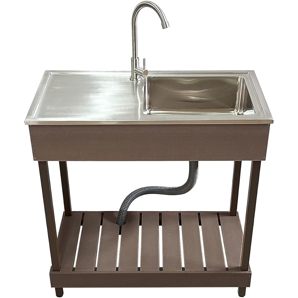 igarden stainless steel sink sink 750 artificial wood dark brown assembly type 1 unit i10225db