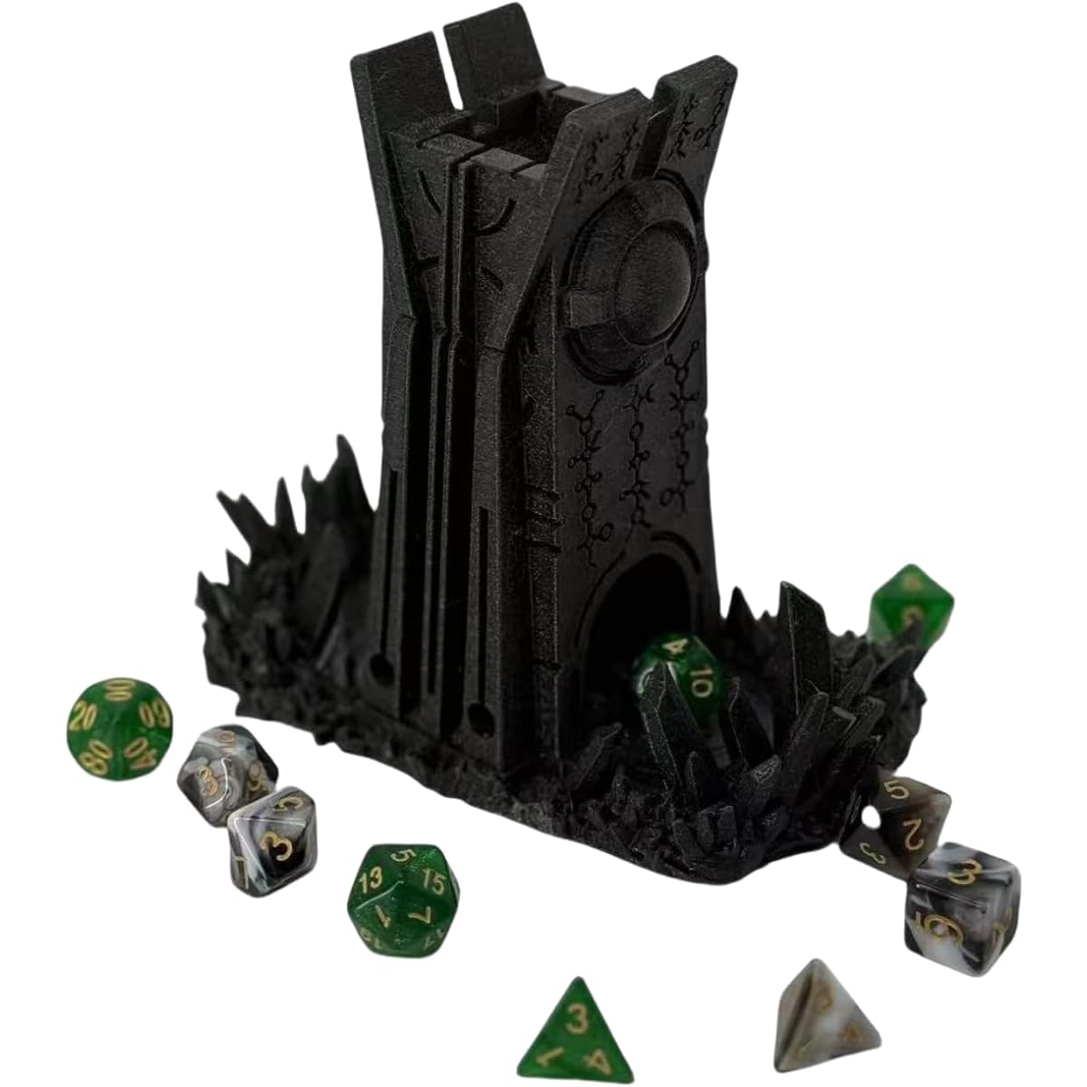 Tower Castle Retro Planet Tower DND Dice Rolling Tower and Tray Dungeons & Dragons RPG Tabletop Game Metallic Gold Color