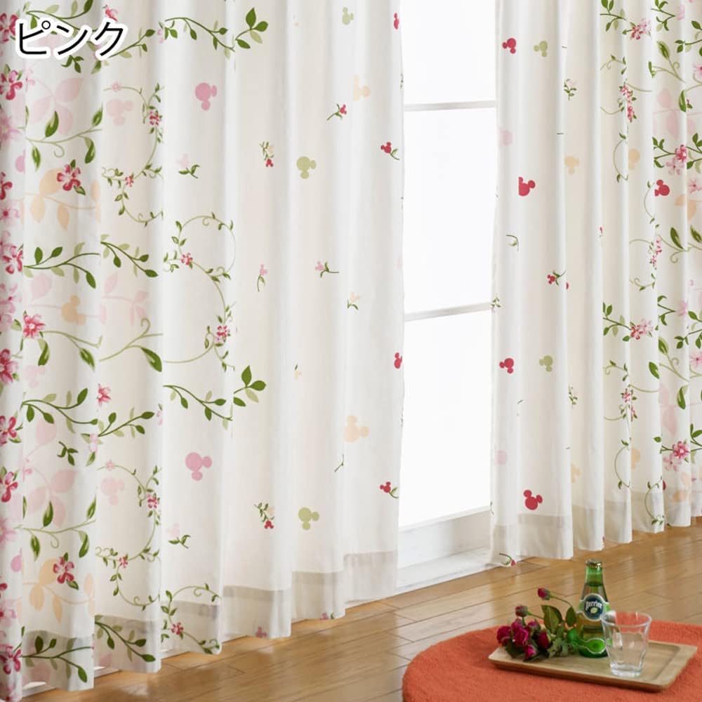 Disney Made in Japan Mickey Garden Flower Curtains Set of 2 Width 100 x 230cm Length Blue 100% Cotton Washable Character T-90