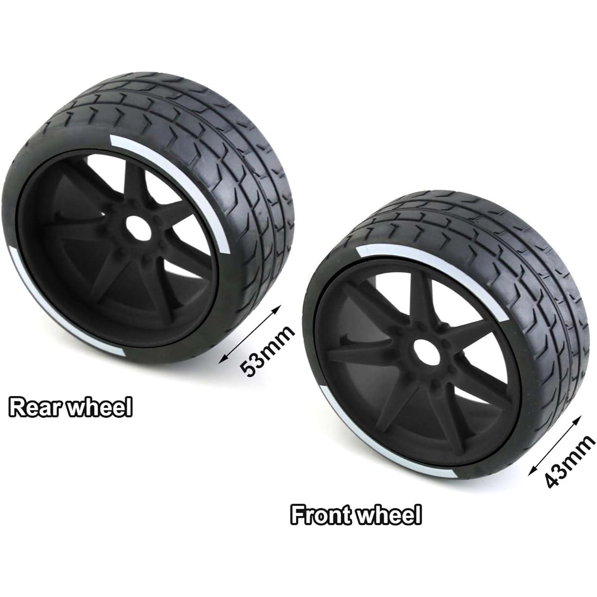 LAFEINA 1/7 Scale RC Tires and Plastic Wheels Set, 17mm Hex Wheels Upgrade Parts for 1:7 ARRMA Felony FSR RC Model Car Truck (Black)