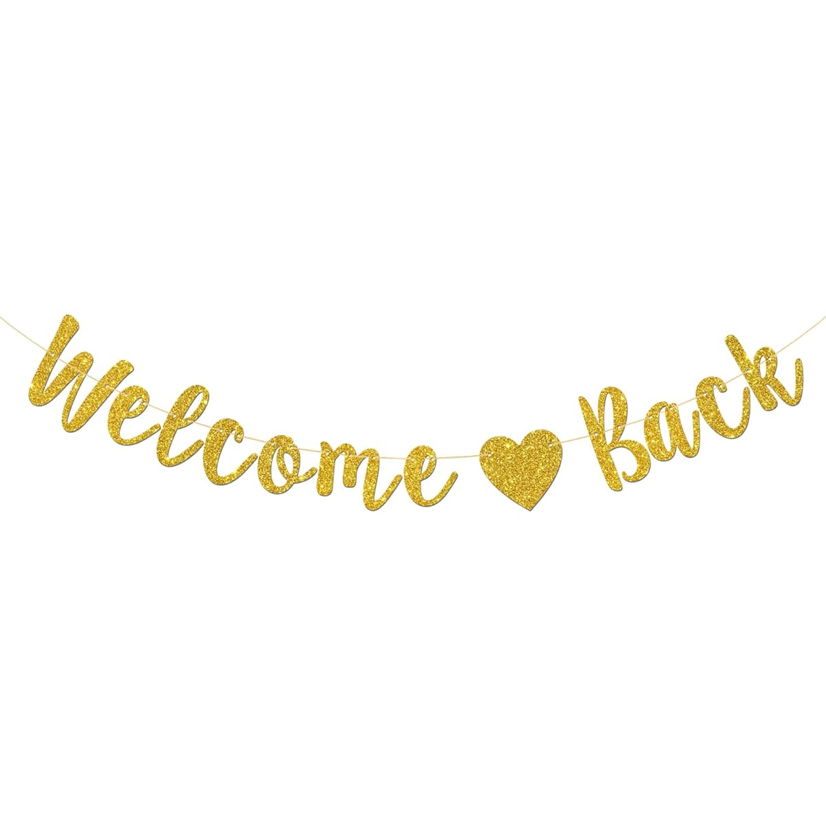 Talorine Welcome Back Banner for Home Theme Party Back to School Retirement Party Decorations (Gold Glitter)