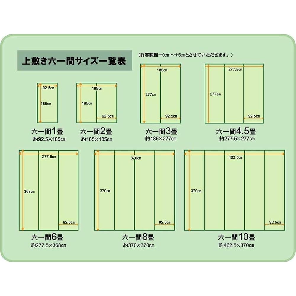 Ikehiko Corporation Igusa Rug Tateyama Rokuichi-ken 6 Tatami Approx. 277 x 370cm Made in Japan Overlay Carpet Thread Weave Hiba Processing #6302466