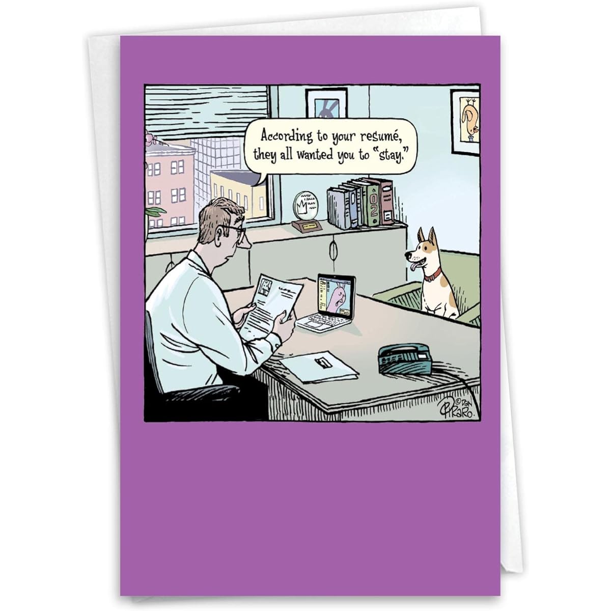 NobleWorks Funny Job Greeting Cards (Coworkers) with 5 x 7 Inch Envelopes (1 Card) New Job CongratulationsDog Coworker C10286NJG