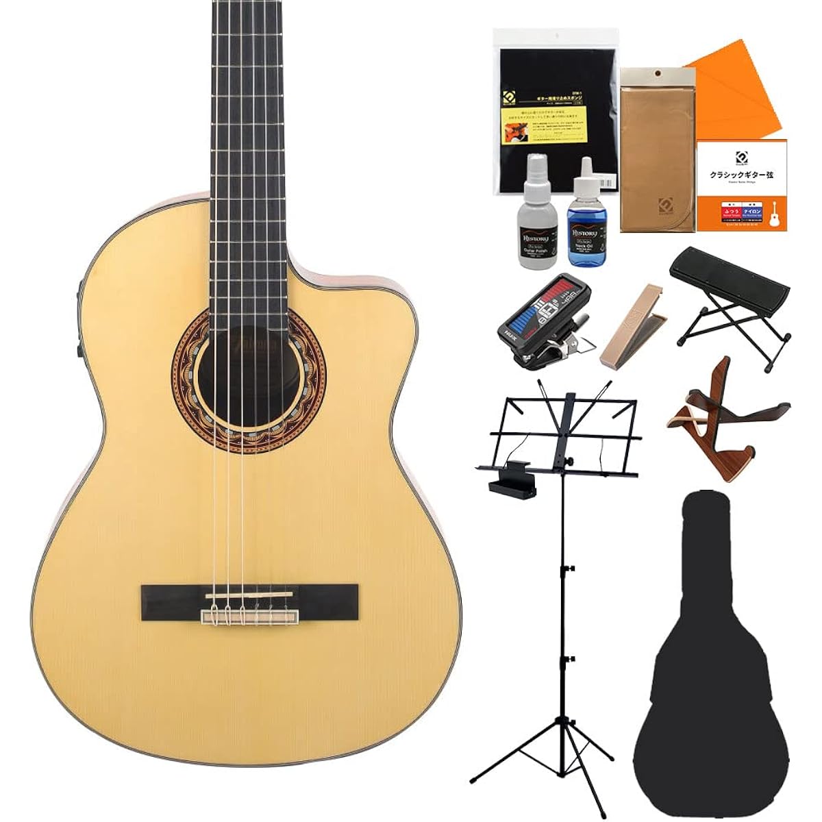 Valencia VC304CE Classical Guitar Beginner 14-piece Set, Elegant Guitar, 300 Series, Valencia