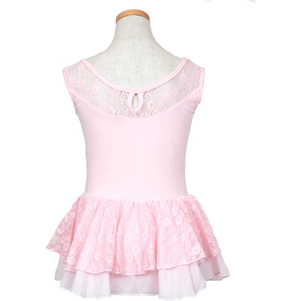 [michelle mica] Elegant Lace Ballet Leotard 110 120 130 140 Cotton Chiffon Skirt Camisole Sleeveless Sleeveless Ruffle Kids Junior Children Children