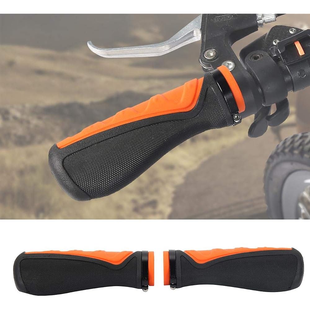 Bicycle Handlebar Grip Bicycle Grip Handlebar Grip Rubber Material 13 x 5 x 3.2cm Anti-slip Shockproof Waterproof Dustproof Mountain Bike Handlebar Grip Durable Orange + Black Cycling Accessories