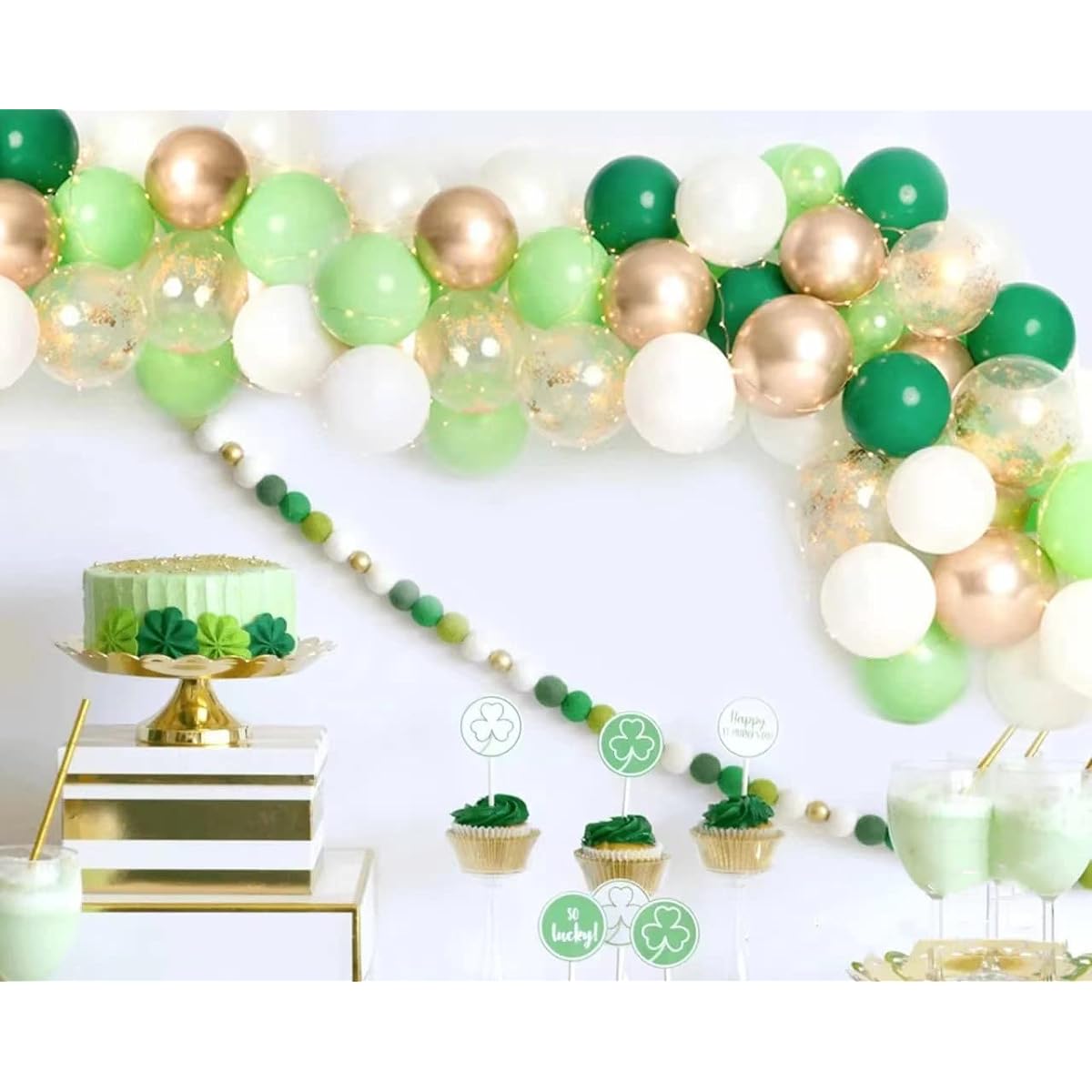 Fruit Green Gold White Balloon Kit Dark Green Light Green Gold Confetti Balloon Arch Lucky Summer Party Jungle Theme Party Wild One Baby Shower Favors Safari Birthday Decorations