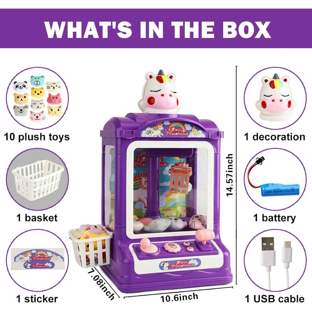 BSTCRAFT Claw Machine Mini Candy Claw Machine for Kids Birthday Gift Boys Girls 6-7 Years 8-13 Years Mini Vending Arcade Game Machine Toys Home Party Favors Goods Bag Stuffer Christmas Stocking