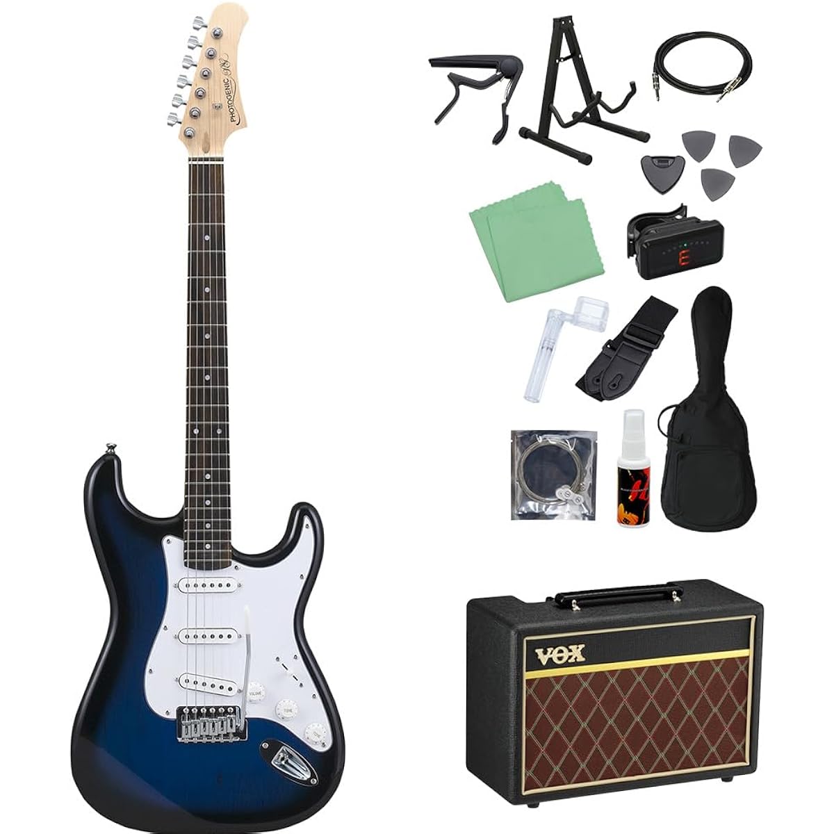 Photogenic ST-180 BLS Electric Guitar Beginner 14-piece Set [With VOX Amplifier] Stratocaster Type Photogenic