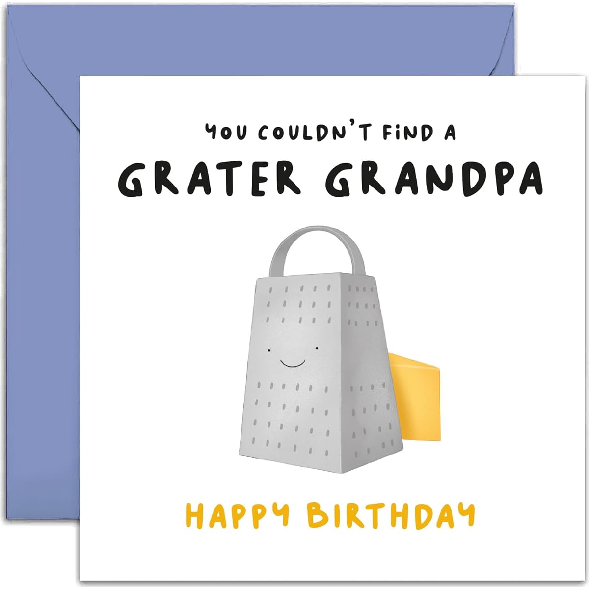 Old English Co. Funny Birthday Card for Grandpa - "Grater Grandpa" Cheese Pun - Cute Birthday Greeting Card for Him - Humorous Birthday Card for Family | Blank Inside