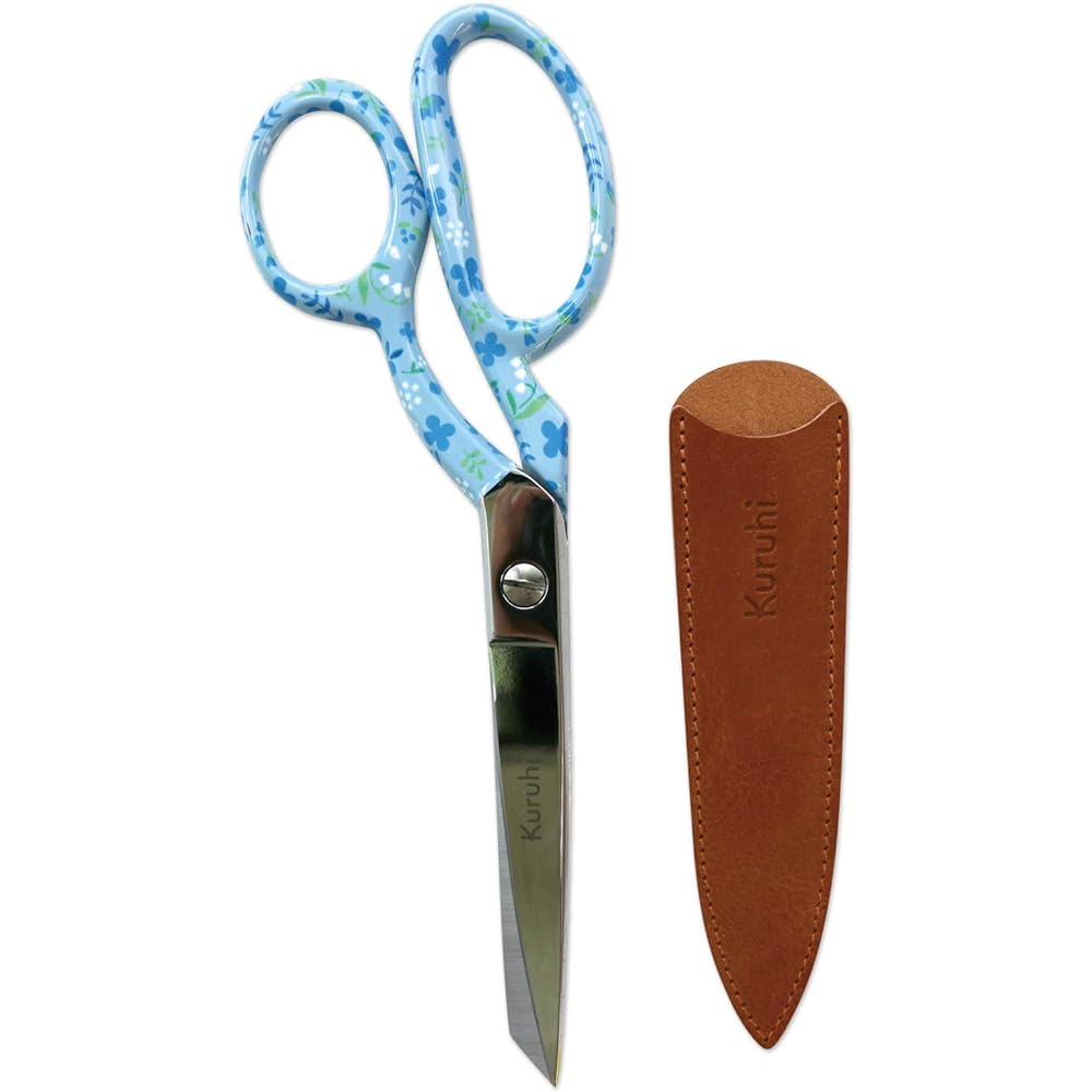 KAWAGUCHI Handicraft Supplies Kuruhi Cutting Scissors 215mm Flora Blue 06-006