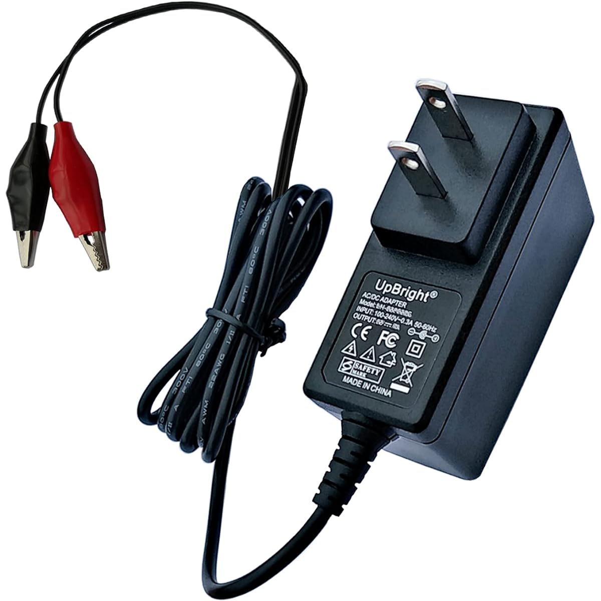 UpBright 12V AC/DC Adapter Alligator Clip Smart Charger PowerStar F120-010-W Peg Perego 12 Volt 1.2Ah 4Ah 5Ah 6Ah 7Ah 8Ah 9AH Sealed Lead Acid SLA Battery Power Cord Cable