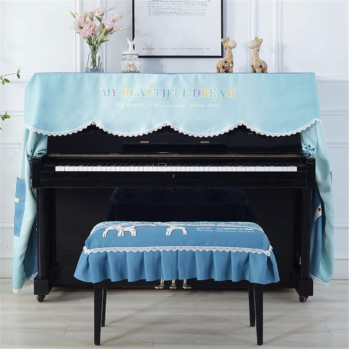 Digital Piano Dust Cover 148-155cm Dustproof Piano Breathable Cloth Towel for Universal Piano (Color: A, Size: L)