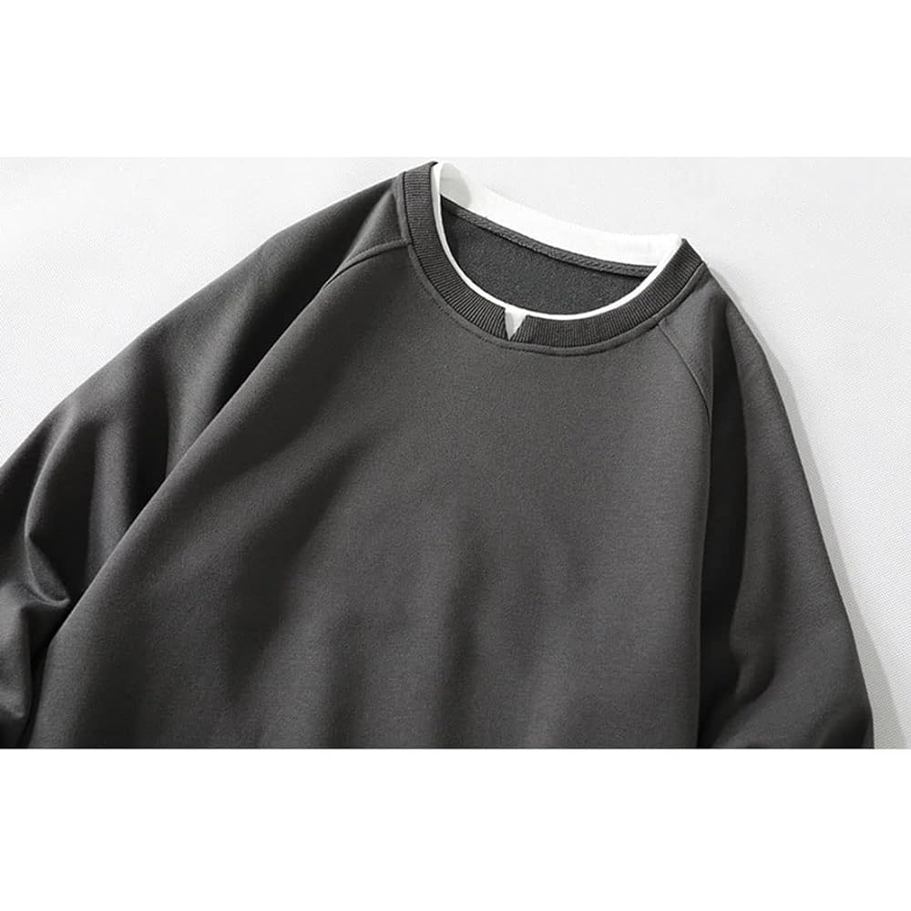 [OKJCON] Sweatshirt, Men's, Long Sleeve, Parka, Spring, Stylish, Loose, Pullover, Casual, Plain, Large Size