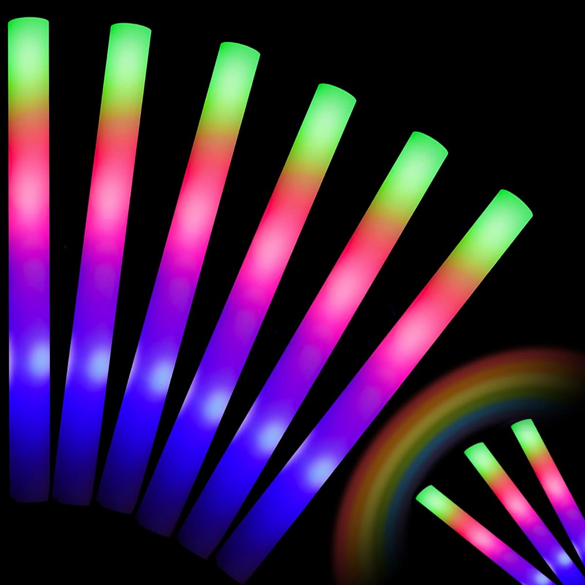 Vipoltus Glow Sticks Bulk 135pcs LED Foam Sticks Glow in the Dark Party Supplies 3 Modes Colorful Flashing Light Up Toys for Wedding Halloween Christmas Birthday Party Concert