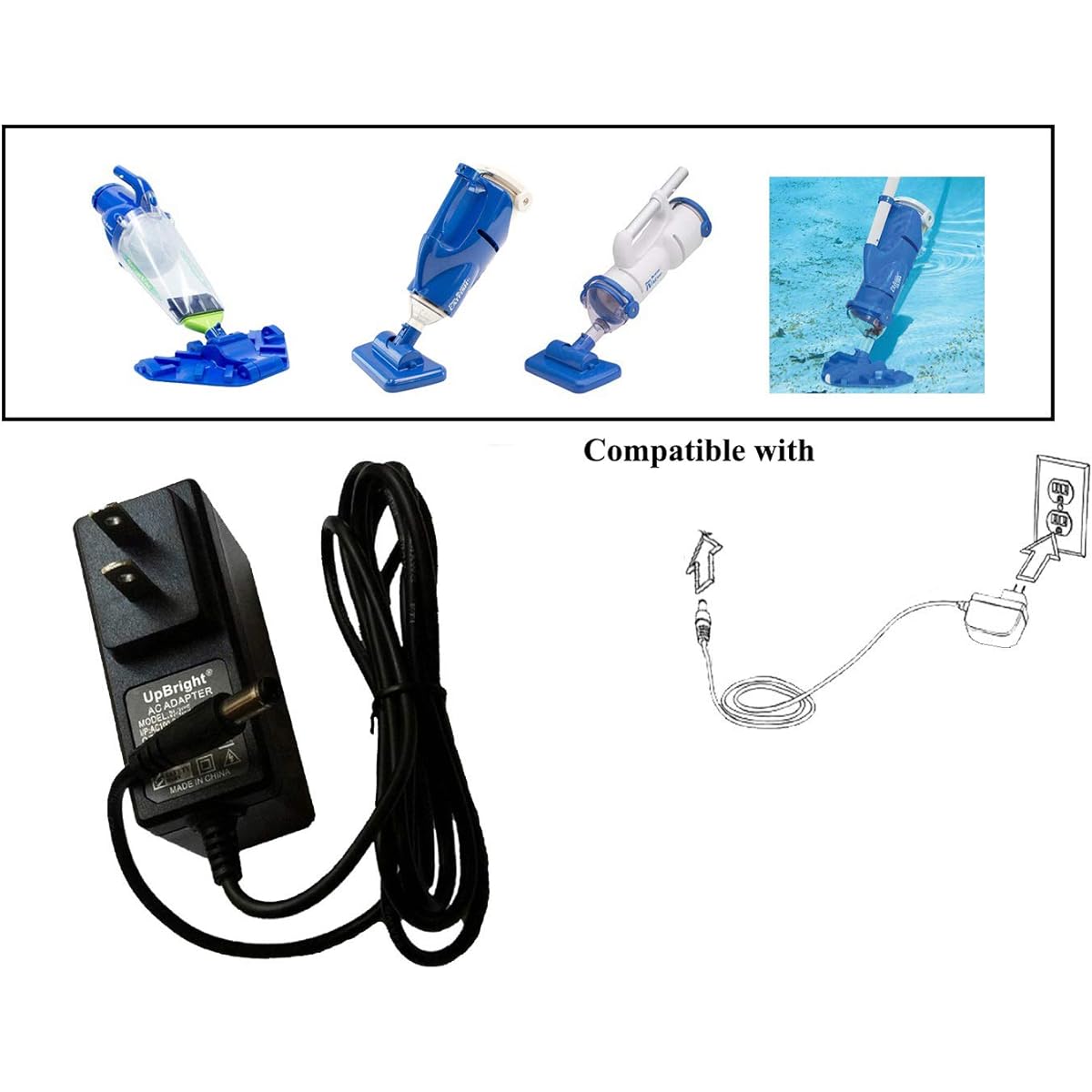 UpBright 12V AC/DC Adapter Water Tech 10V Pool Blaster Max CG Eclipse XL PBA099 PBA099L TL02-128025U WTPBA099 Vacs Max HD ivac M3 M2 iVacM3 iVac350 PBA003 PBA003CH Vacuum Cleaner Vacuum Cleaner Charger