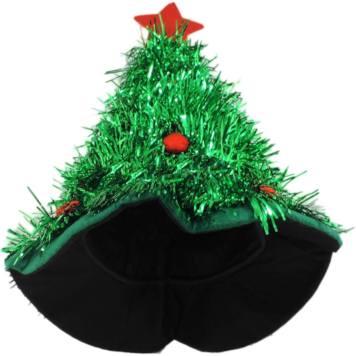 Green Tinsel Christmas Tree Holiday Novelty Costume Party Hat