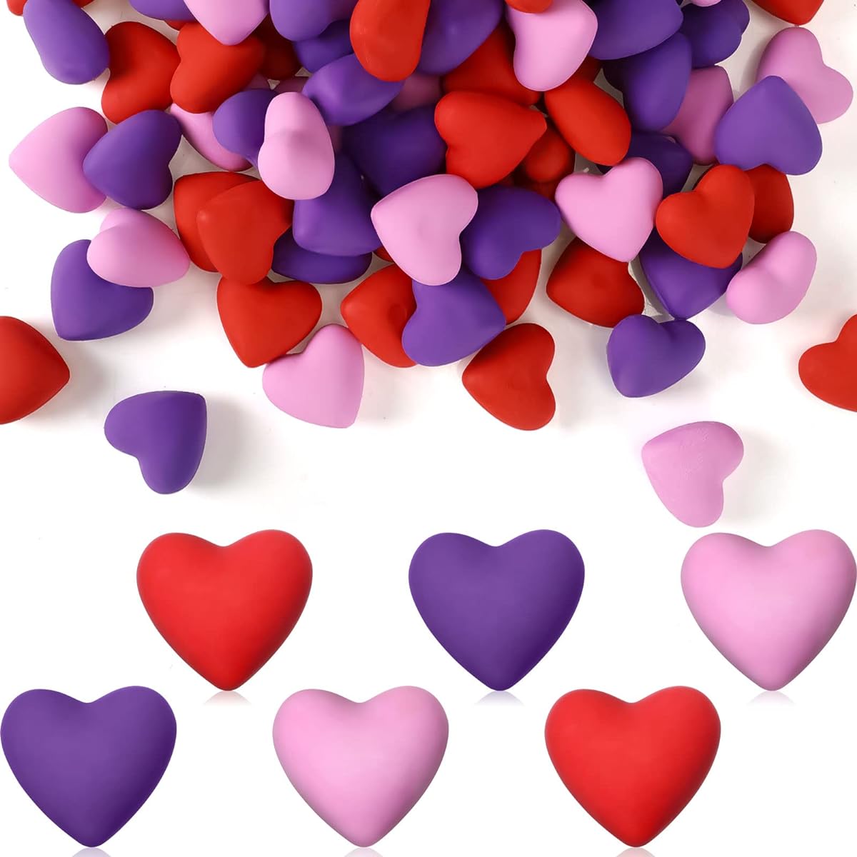 240 Pieces Valentine Erasers Red Heart Erasers for Kids Mini Heart Shaped Erasers Valentine's Day Party Favors School Class Students 1.2 x 1.2 Inch Red Pink Purple