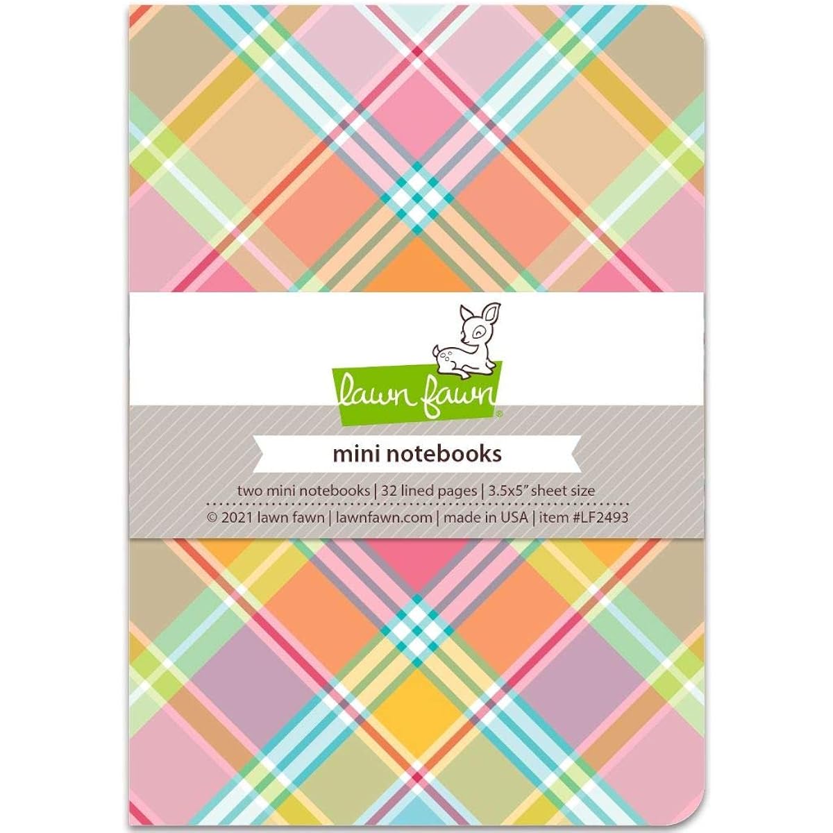 Lawn Fawn Mini Notebook 3.5"X5" 2/Pkg-Perfectly Plaid Remix -LF2493