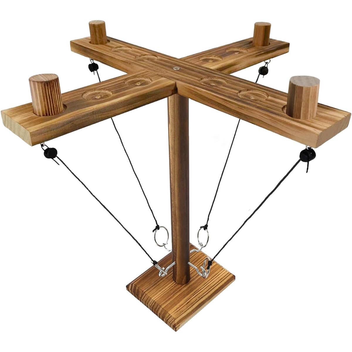 Gelabur Hook and Ring Game Handmade Wooden Large Toss Game 4 Players for Kids and Adults Outdoor Indoor Game Bar Game Yard Game Wooden Hook and Ring Game for Family, Party, Camping, Picnic