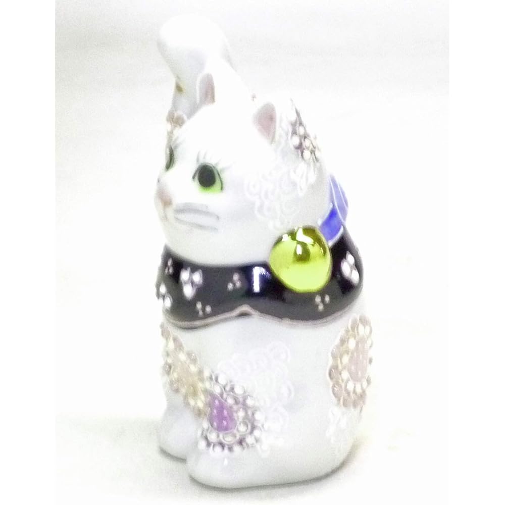 Hyakkaen - Kutani ware "beckoning cat" Deco Mori Hanamurasaki No. 4 (money luck)