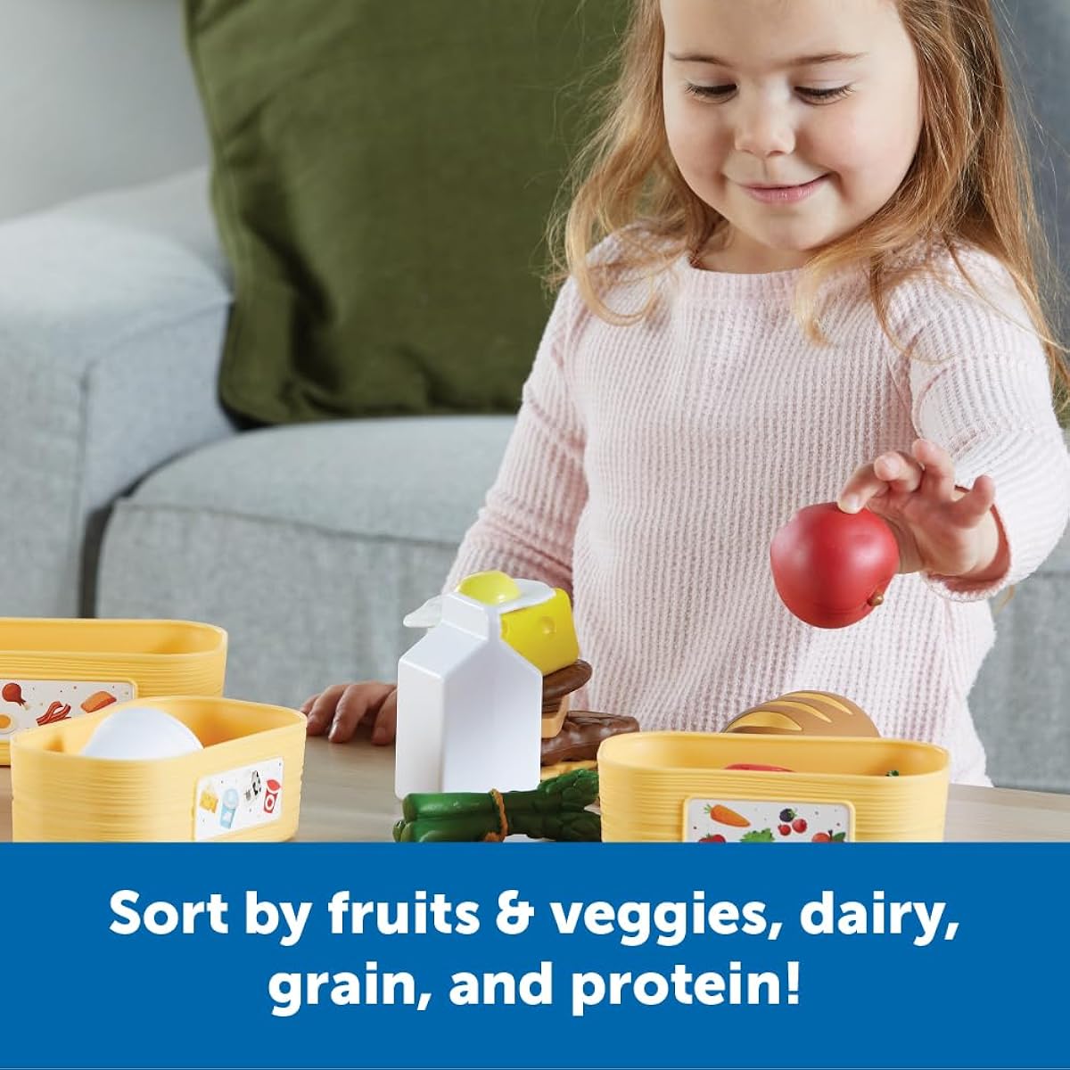 Learning Resources New Sprouts Pick n Sort Food Groups, 26 Pieces, Ages 18 Months+, Grocery Store Pretend Play, Play Kitchen Accessories, Play Food for Toddlers