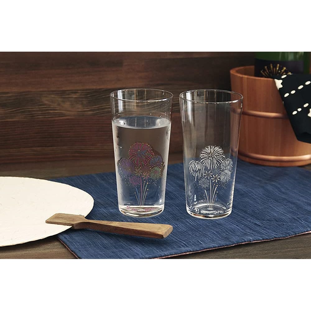 [Temperature in Design] Marumo Takagi Pottery Cool Fireworks Tumbler Glass Pair Set Tumbler Fireworks Wedding Gift Pair Midyear Gift Gift Anniversary Changes with Temperature Present Cold Sake Christmas