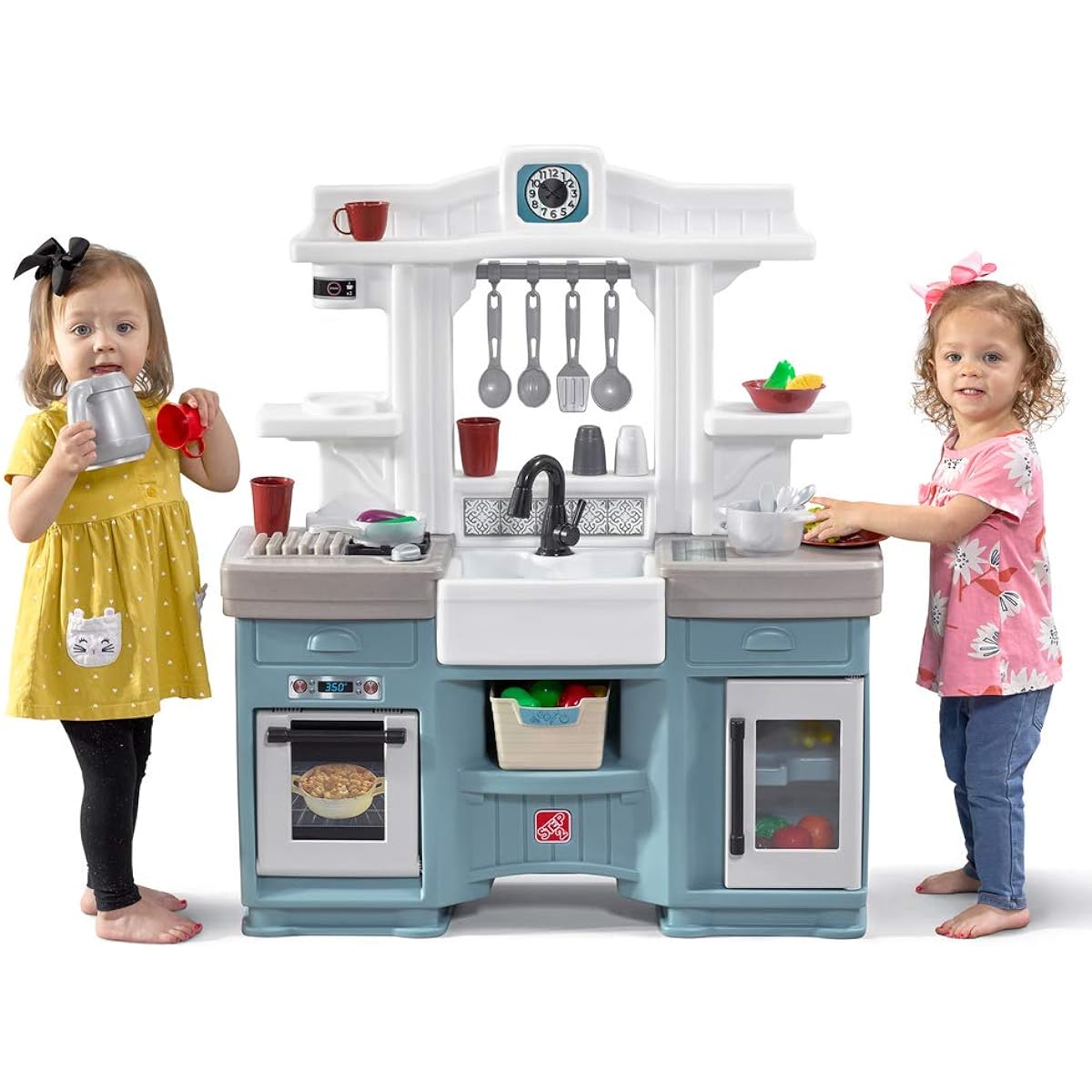 Step2 Timeless Trends Kitchen Set for Kids - Indoor/Outdoor Play Kitchen Set for Toddlers Ages 2+ - 18-Piece Kitchen Toy Set - Easy Assembly - Blue