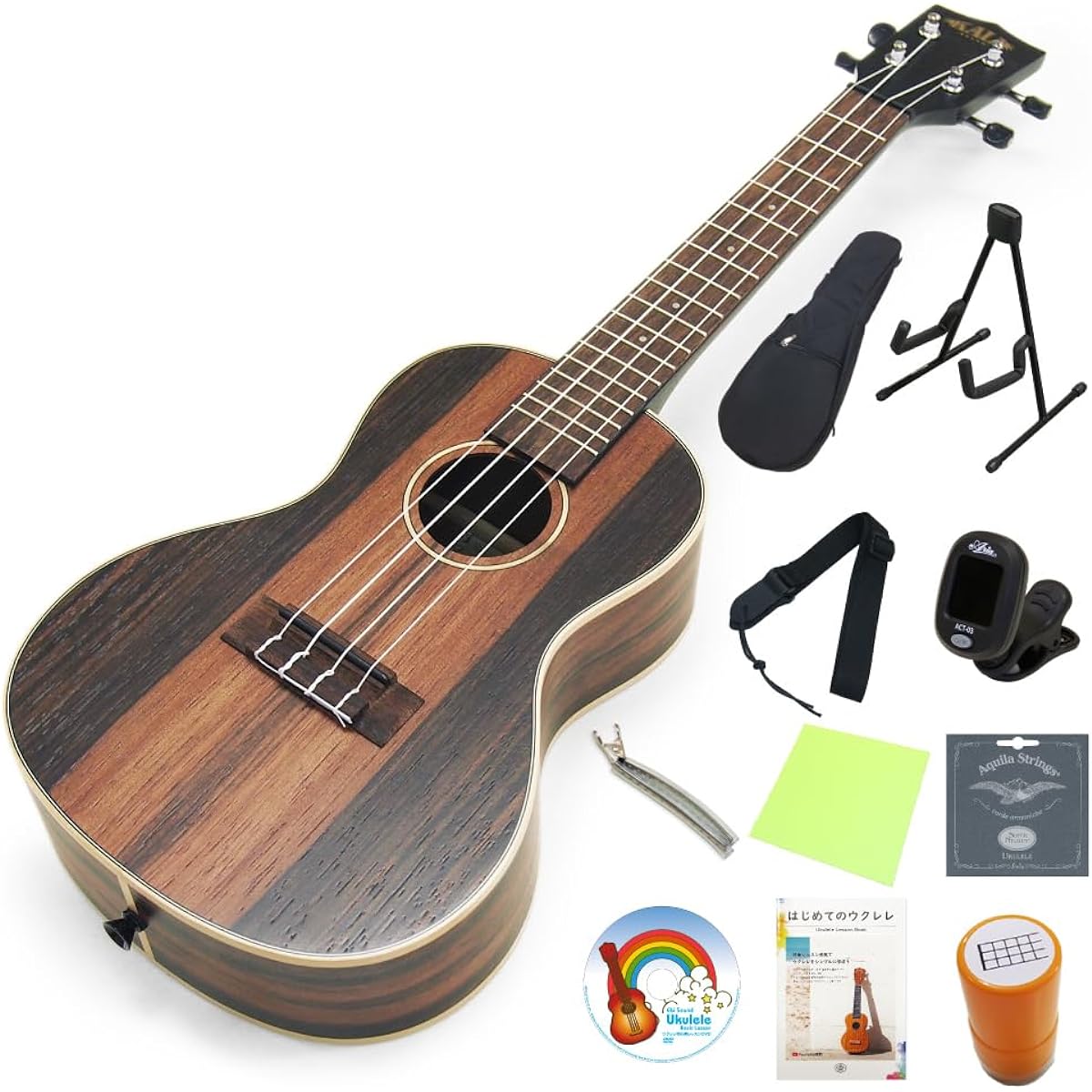KALA Kala Ukulele KA-EBY-C Concert Special 13-piece set Striped Ebony Body (US brand) (Ebony with a deep tone) (u)