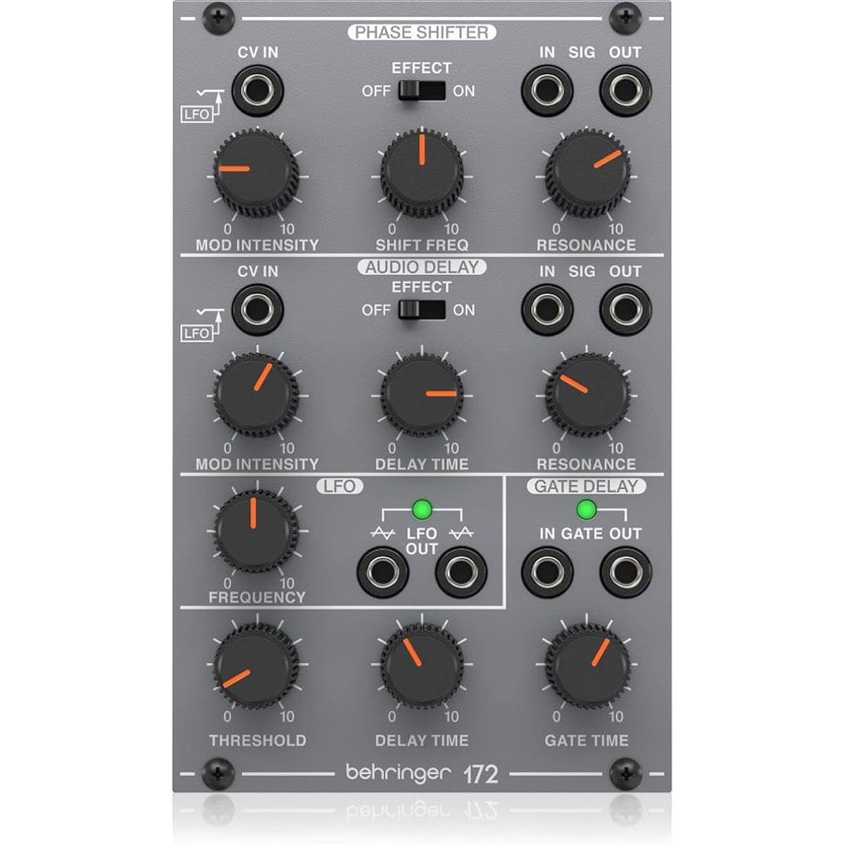 Behringer Analog Synthesizer Modular Eurorack Module Eurorack Compatible Analog Phase Shifter/Delay/LFO Module SYSTEM100 Series 172 PHASE SHIFTER/DELAY/LFO gray