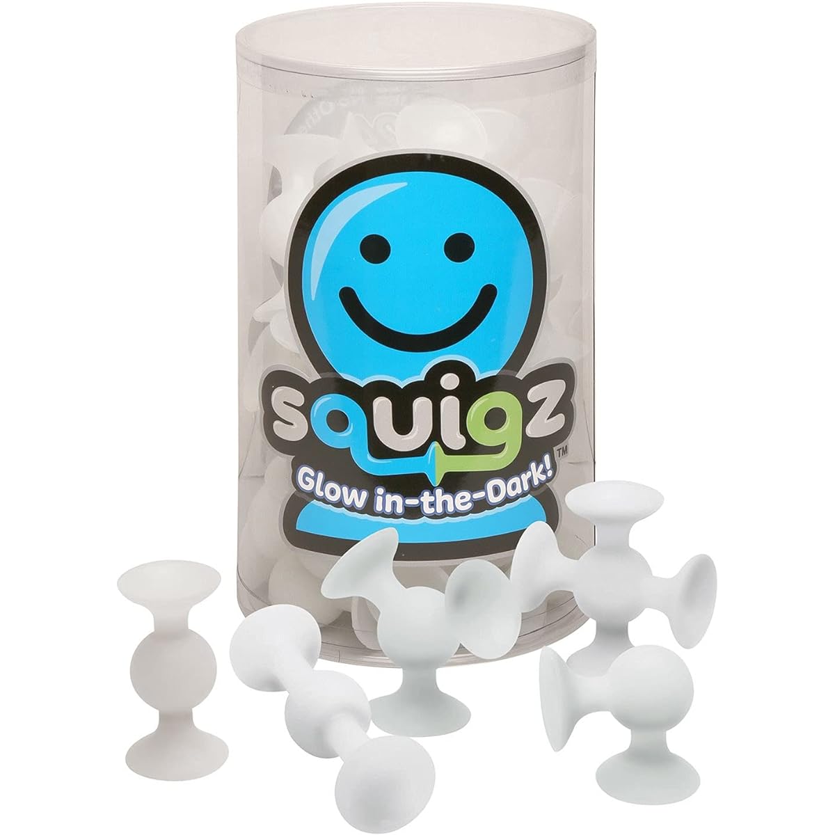 Fat Brain Toys Glow in the Dark Squig Set – 24 Piece Suction Cup Toys BPA Free Silicone Sensory Toy for Girls and Boys