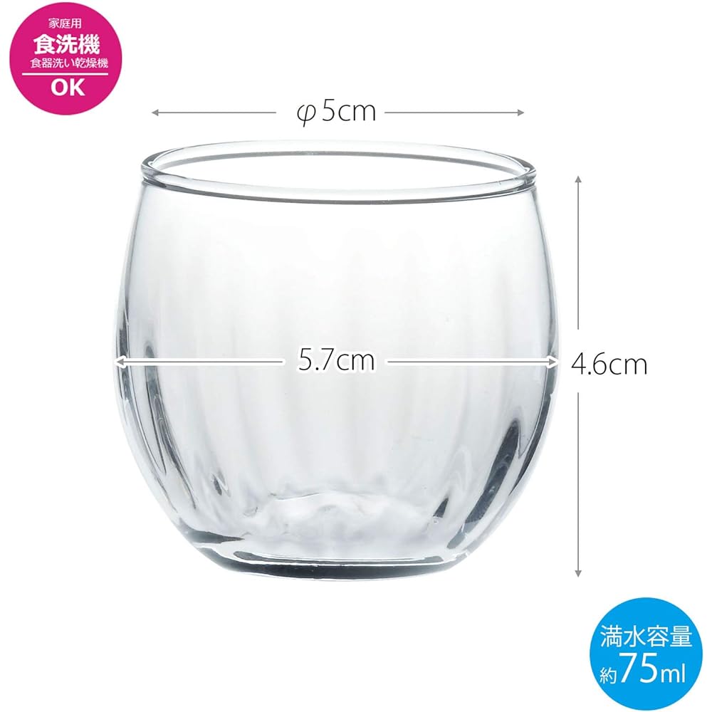 Toyo Sasaki Glass Sake Cup Small Bowl Mini Ball Mall (Sold in Case) Dishwasher Safe Made in Japan Approx. 75ml B-20105 72 pieces