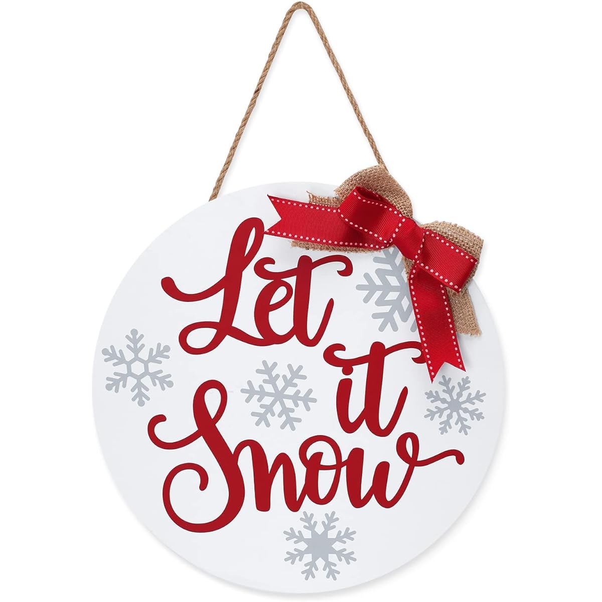 Winter Door Sign Let It Snow Door Decor Christmas Front Door Decor Snowflake Farmhouse Wooden Door Hanger Rustic Holiday Wreath Welcome Sign