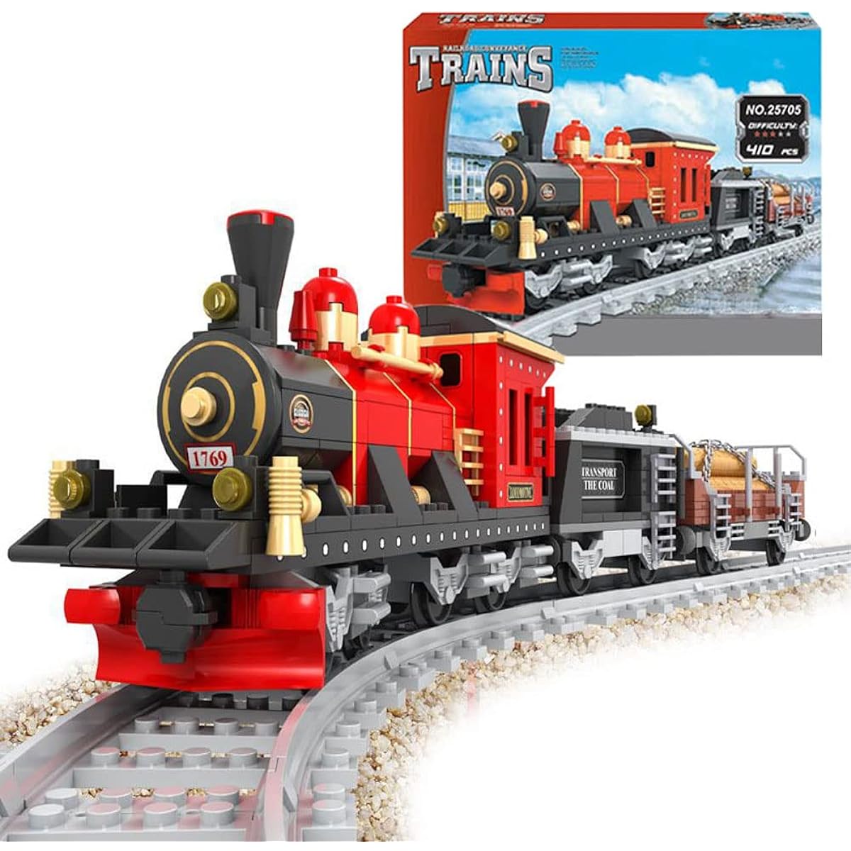 ENHANA Building Blocks City Freight Train, Retro Cargo City Train Building Set, Best Gifts for Train Lovers, Creative Construction Blocks for Kids Boys 6-12 410 Pieces for Adults and Teens