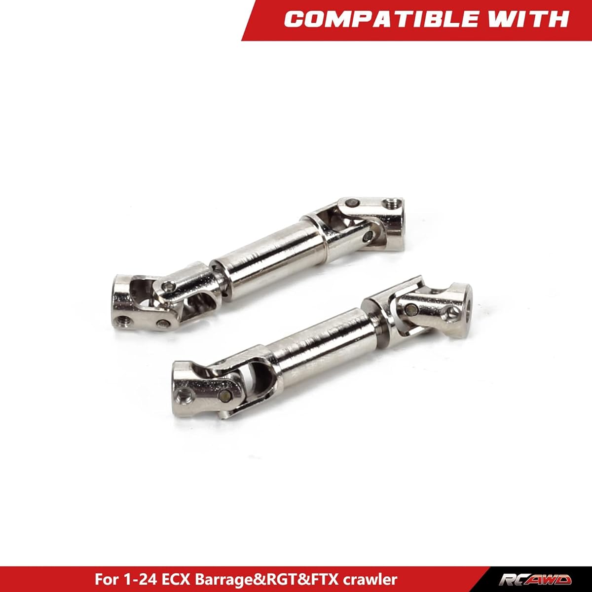 RCAWD Center Drive Shaft Set for 1/24 ECX Barrage & FTX Outback Mini & RGT Adventurer Crawler Upgrade Parts Drive Shaft Axle Hop-Up #ECX202034#FTX8864 Silver