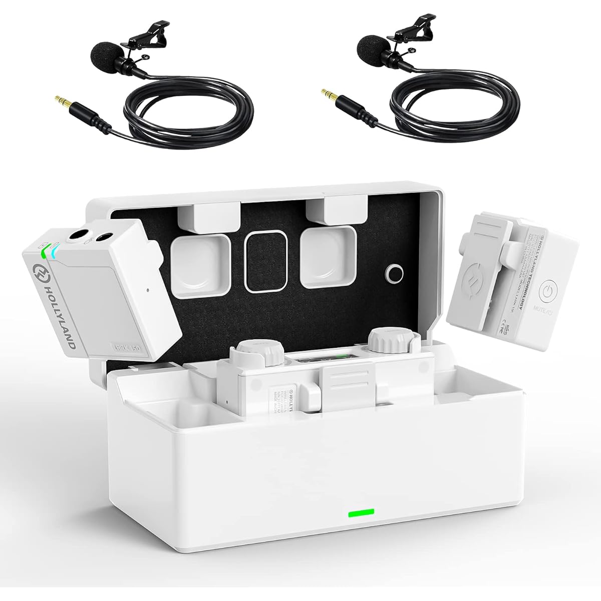 , External Smartphone Microphone, Lapel Microphone, Built-in/External Omnidirectional Microphone Included, Storage Charging Case Included, 100m Transmission Distance, 3S Automatic Pairing, Compatible with Smartphones/Cameras/PCs/Tablets/Recorders (White)