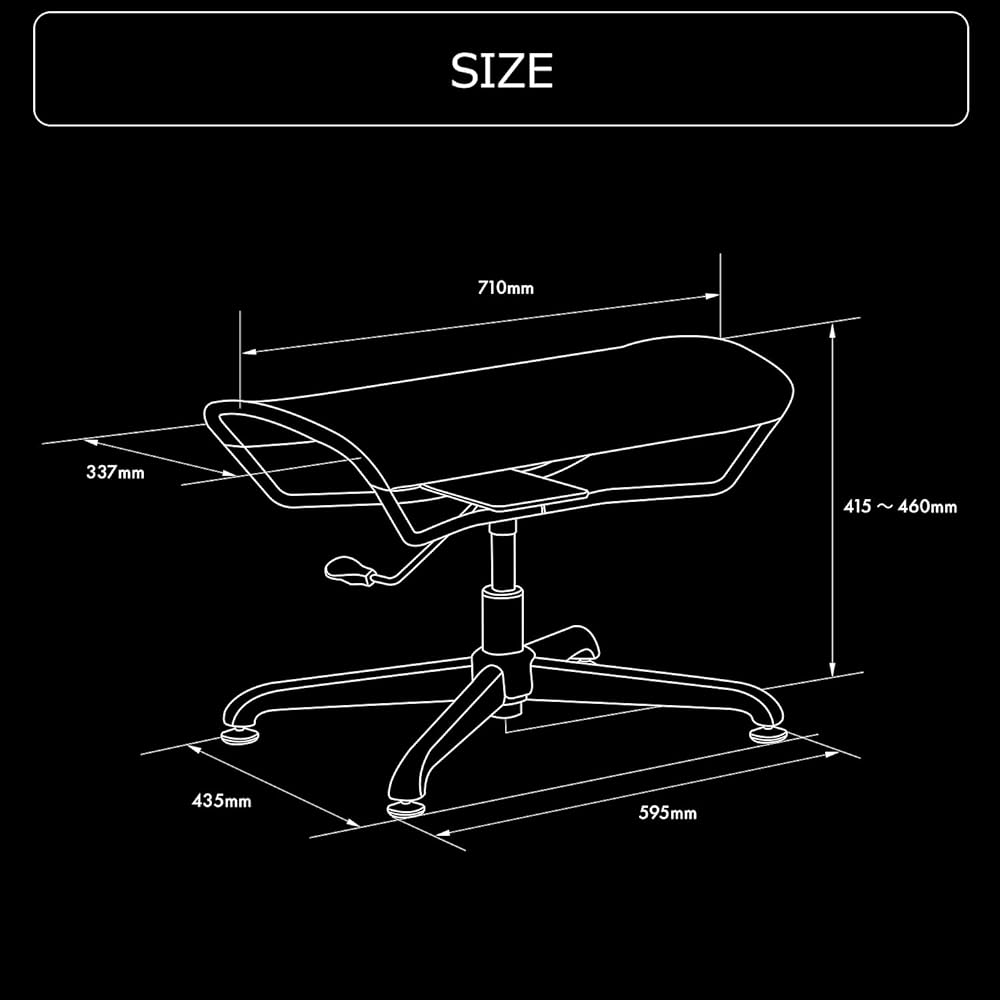 Bauhutte Gaming Ottoman Wide M BOT-700M-BK Mesh Breathable Footrest Stool Office Chair Gaming Chair Under Desk