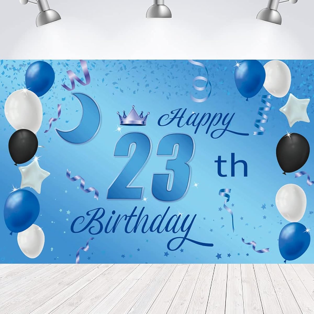 Sweet Happy 23th Birthday Backdrop Banner Poster 23rd Birthday Party Decorations 23rd Birthday Party Supplies 23rd Photo Background for Girls Boys Women Men Blue 72.8 x 43.3 Inch