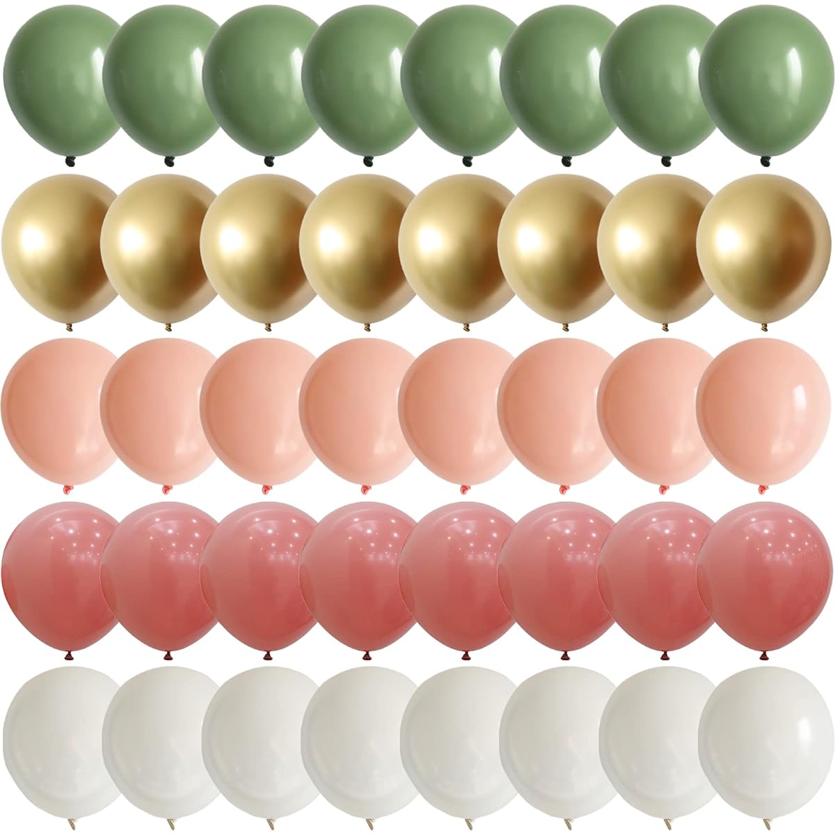 Sage Green and Retro Pink Balloons Pastel Orange White and Chrome Gold Balloons for Baby Shower Decorations Engagement Wedding Women Girls Birthday Party Decorations 10 inch Balloons Pack of 60
