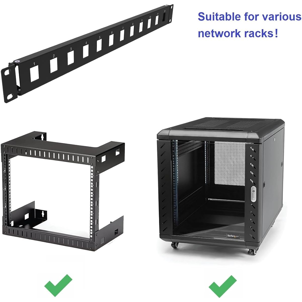 QiaoYoubang 1U Hinged Rack Panel for 19" Rack Mount (1U12 Holes)