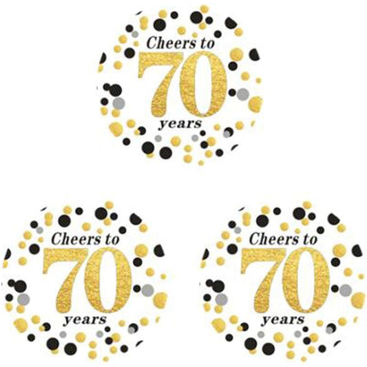 50 Sheets 2 Inch Round 70th Birthday Party Favor Stickers for 70th Birthdays and Anniversaries