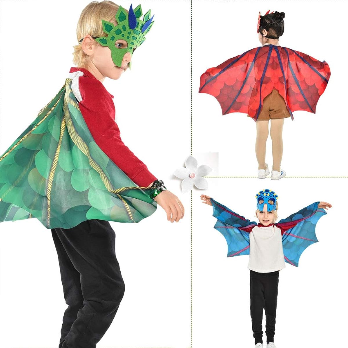 Toddler Kids Dinosaur Wings Costume Mask for Boys Girls Dragon Dress Up Halloween Party Favors