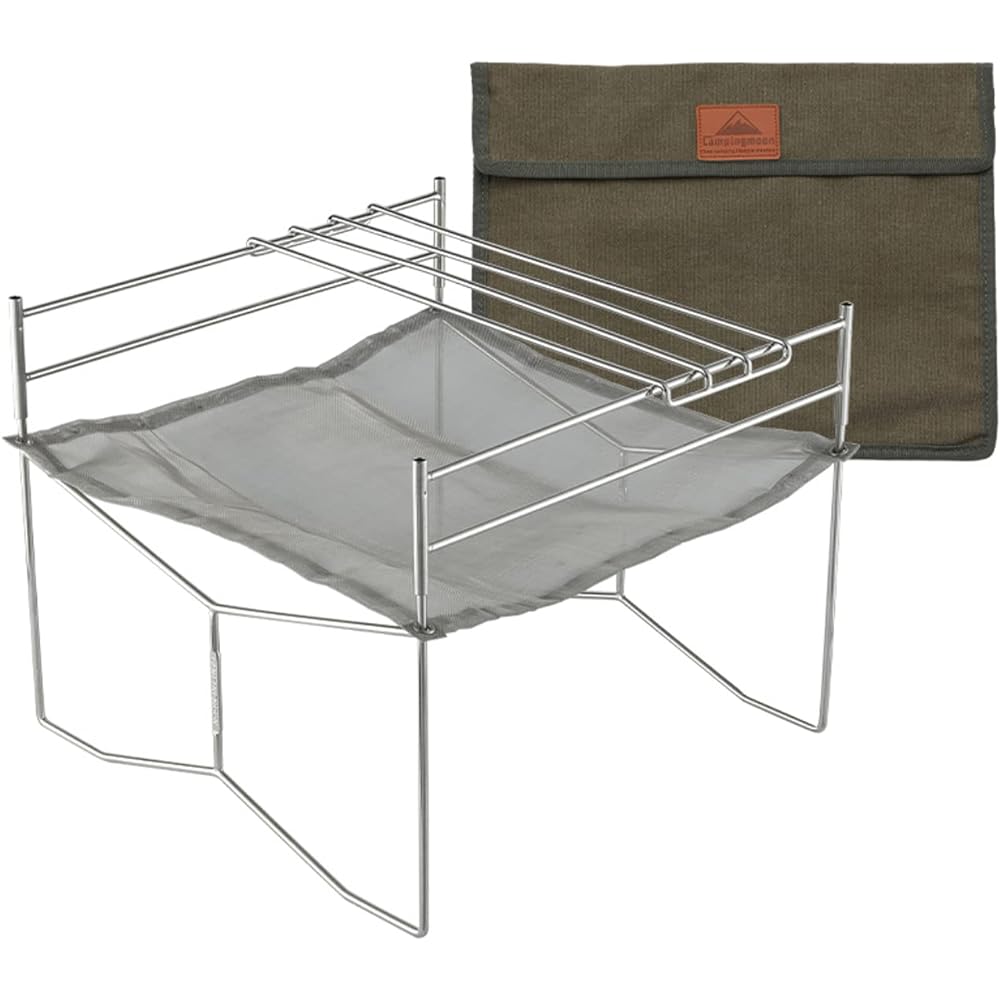 CAMPING MOON A3 Type Solo Grill Large All Stainless Steel 304 Bonfire Stand Bonfire Fan Mesh Sheet Canvas Case Included SOLO-303
